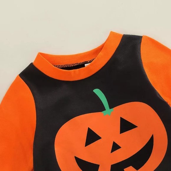 Halloween Pumpkin Baby Boys Romper Jumpsuit - Picture 2 of 6